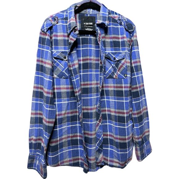 Zoo York Other - Zoo York Flannel Mens Size XL Blue Gray Red 90s Y2K Skater Grunge Style ButtonUp
